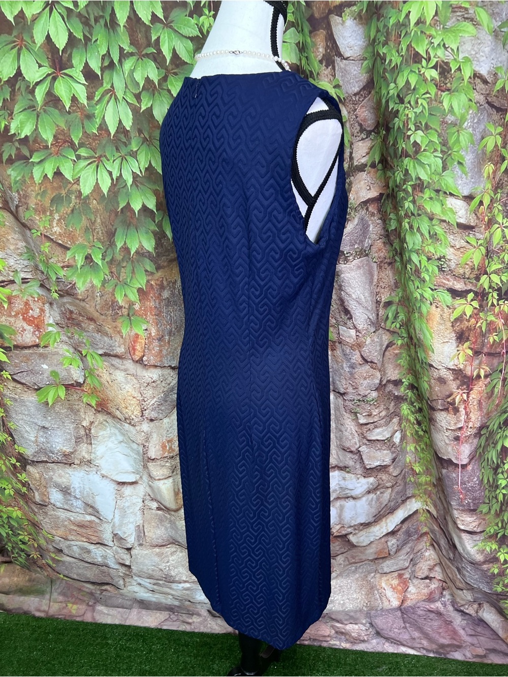 J. MCLAUGHLIN Textured Stretch Preppy Blue Coastal Sheath Dress, M - Picture 8 of 11